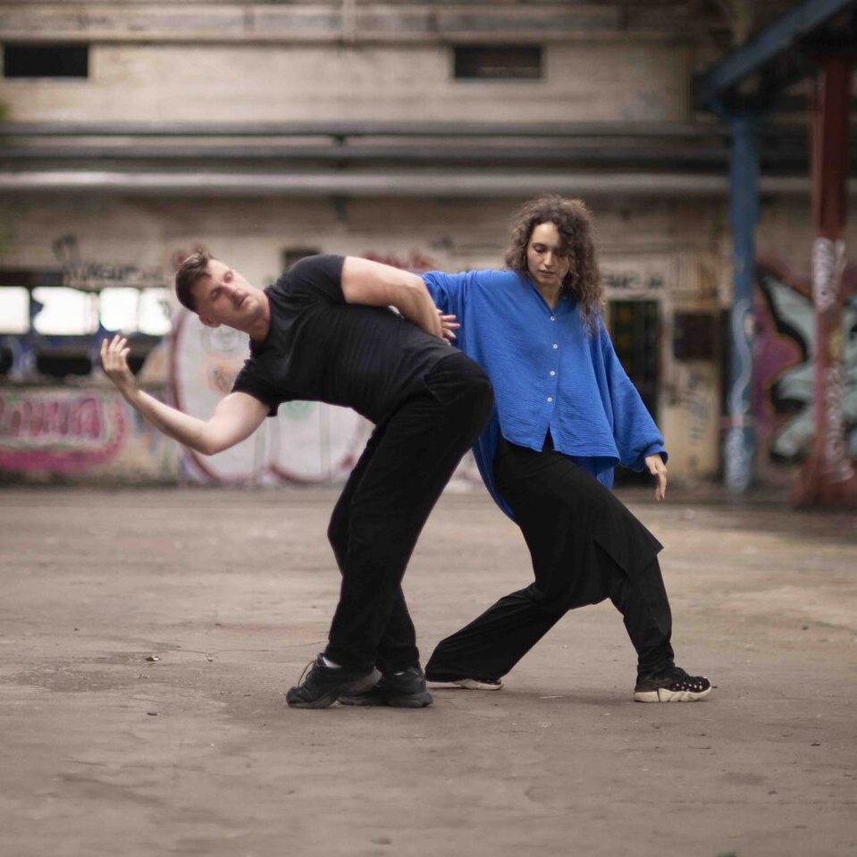 Man and woman in a movement pose